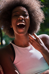 Image showing Close up portrait of a beautiful young african american woman sm