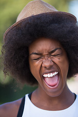 Image showing Close up portrait of a beautiful young african american woman sm