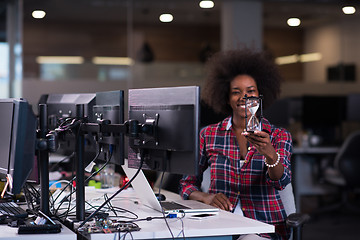 Image showing portrait of a young successful African-American woman in modern 