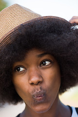 Image showing Close up portrait of a beautiful young african american woman sm