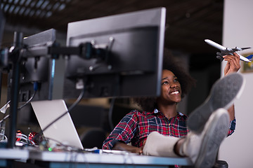 Image showing portrait of a young successful African-American woman in modern 