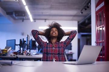 Image showing portrait of a young successful African-American woman in modern 