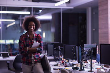 Image showing portrait of a young successful African-American woman in modern 