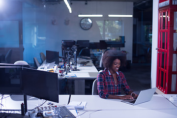 Image showing portrait of a young successful African-American woman in modern 