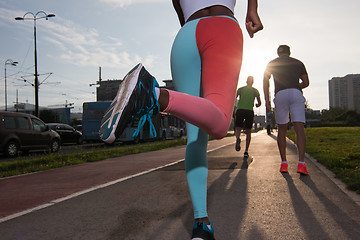 Image showing multiethnic group of people on the jogging