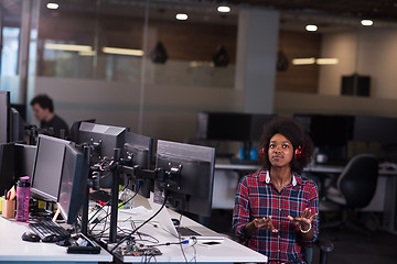 Image showing portrait of a young successful African-American woman in modern 