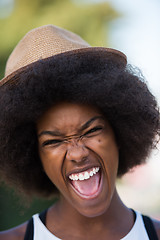 Image showing Close up portrait of a beautiful young african american woman sm