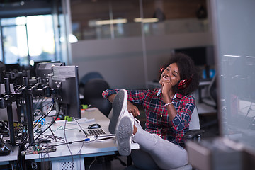 Image showing portrait of a young successful African-American woman in modern 