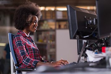 Image showing portrait of a young successful African-American woman in modern 