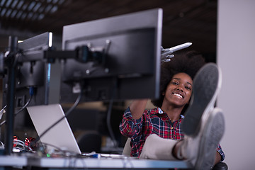 Image showing portrait of a young successful African-American woman in modern 