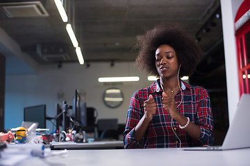 Image showing portrait of a young successful African-American woman in modern 