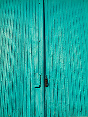 Image showing Turquoise entrance door