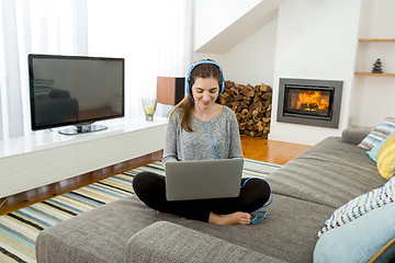 Image showing Working at home while listen music