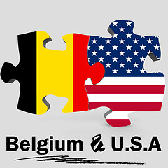 Image showing USA and Belgium flags in puzzle 