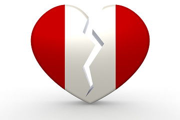 Image showing Broken white heart shape with Peru flag