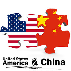 Image showing China and United States flags in puzzle 