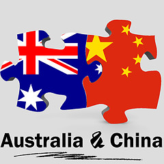 Image showing China and Australia flags in puzzle 