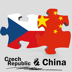 Image showing China and Czech Republic flags in puzzle 