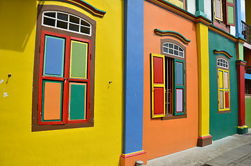 Image showing Colorful facade of building in Little India, Singapore