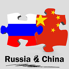 Image showing China and Russia flags in puzzle 