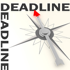 Image showing Compass with deadline word isolated