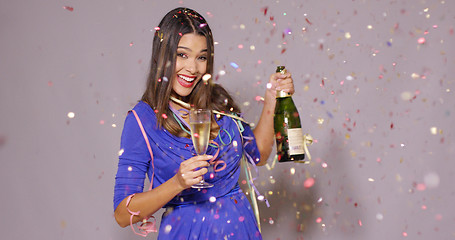 Image showing Sexy young woman celebrating New Year