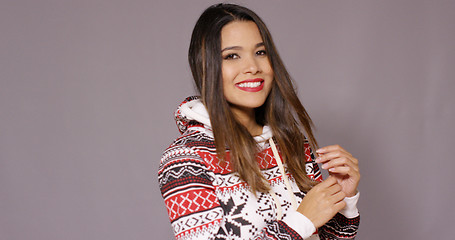 Image showing Cute young woman in warm cozy winter fashion