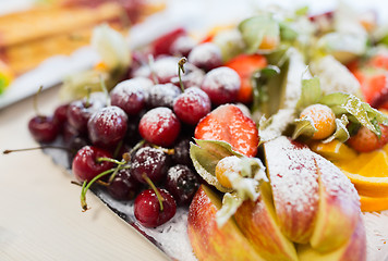 Image showing close up of dish with sugared fruit dessert