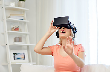 Image showing woman in virtual reality headset or 3d glasses