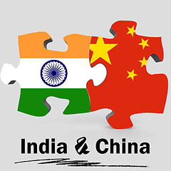 Image showing China and India flags in puzzle 