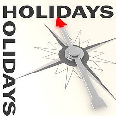 Image showing Compass with holiday word isolated