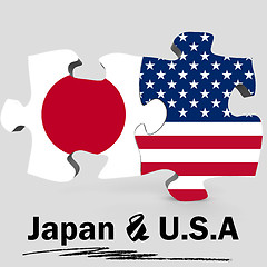 Image showing USA and Japan flags in puzzle 