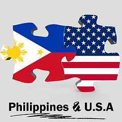 Image showing USA and Philippines flags in puzzle 