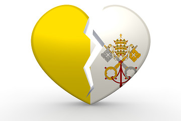 Image showing Broken white heart shape with Vatican City flag