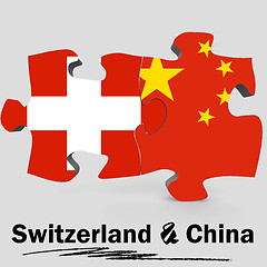 Image showing China and Switzerland flags in puzzle 