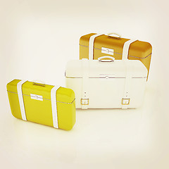 Image showing travel bags on white . 3D illustration. Vintage style.