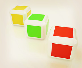 Image showing Abstract colorfull blocks 3d. 3D illustration. Vintage style.