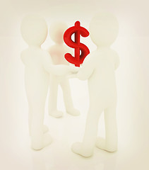 Image showing 3d mans keeps dollar sign . 3D illustration. Vintage style.