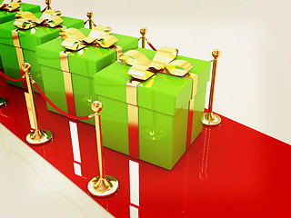 Image showing Beautiful Christmas gifts on New Year\'s path to the success. 3D 