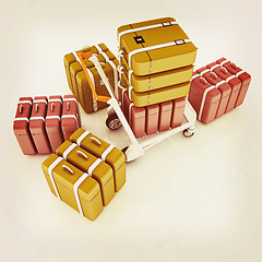 Image showing Trolley for luggage at the airport and luggage. 3D illustration.