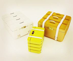 Image showing travel bags on white . 3D illustration. Vintage style.