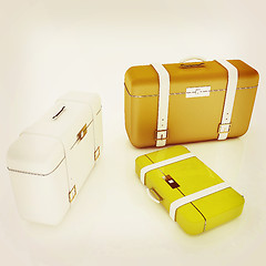 Image showing travel bags on white . 3D illustration. Vintage style.