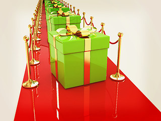 Image showing Beautiful Christmas gifts on New Year\'s path to the success. 3D 