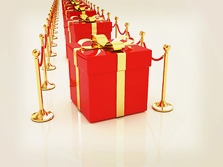 Image showing Beautiful Christmas gifts on New Year\'s path to the success. 3D 