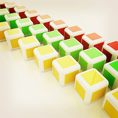 Image showing Abstract colorfull blocks 3d. 3D illustration. Vintage style.