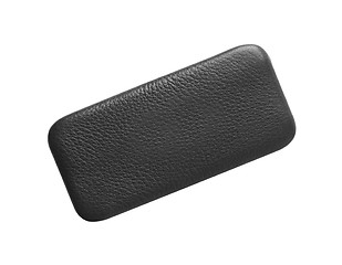 Image showing Black leather tablet computer bag