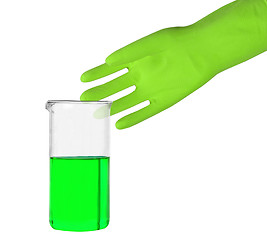 Image showing Green glove and a test tube