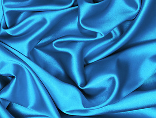 Image showing Smooth elegant dark blue silk