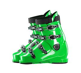 Image showing Pair green-dark ski shoe