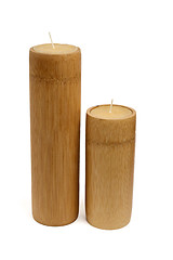 Image showing two wooden candles